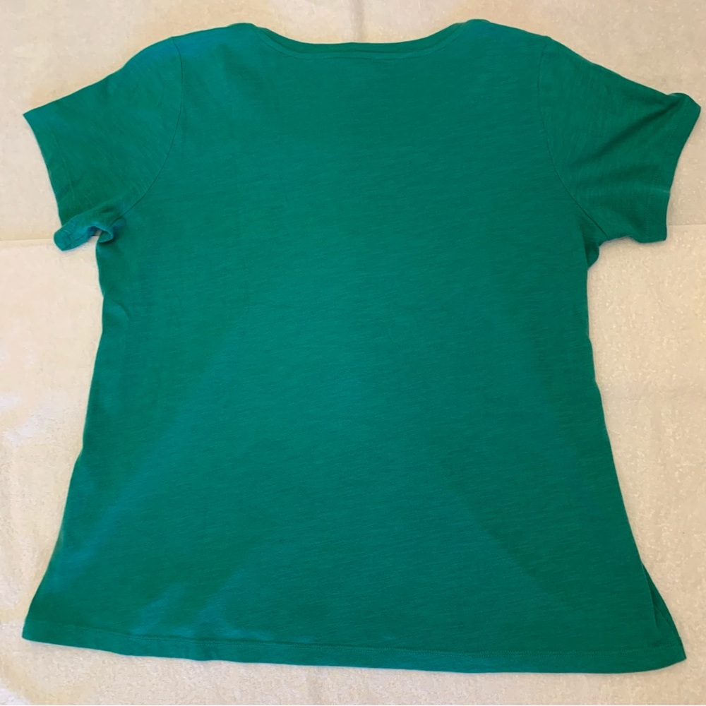 Eileen Fisher Crew Neck Fitted Short Sleeve Green Tee 100% Organic Cotton SP - Picture 5 of 5